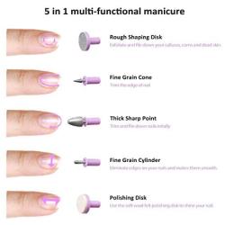 Electric Pedicure & Manicure Set Portable Nail Care Tool Box with 5 PCS Attachment for Grooming of Hands & Feet ZLiME (Purple)