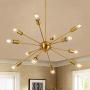 Sputnik Chandelier,12 Lights Modern Chandelier Pendant Lighting Fixture Industrial Vintage Hanging Dining Room Light for Kitchen (Brass)