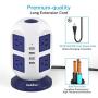 Keedox Power Strip Tower Surge Protector, 8 Outlet 4 USB Ports Electric Charging Station, Multi Plug Outlet with 10Ft Long Extension Cord
