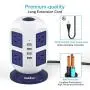 Keedox Power Strip Tower Surge Protector, 8 Outlet 4 USB Ports Electric Charging Station, Multi Plug Outlet with 10Ft Long Extension Cord