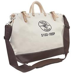 Klein Tools 5102-18SP Deluxe Canvas Tool Bag Made of Natural Canvas with 13 Interior Pockets and Detachable Shoulder Strap, 18-Inch