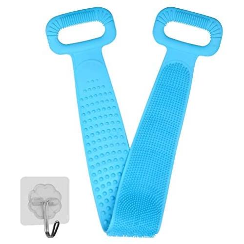 Lsnisni Silicone Bath Body Brush, Body Back Scrubber with Handles for Shower, Extra Long Lengthen 30 inches, Dual-Side Comfortable Massage for Shower