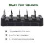 Foldable USB Charging Station Dock - 5-Port - Fast Charger Docking Station for Multiple Devices - Multi Device Charger Organizer - Compatible with Apple iPad iPhone and Android Cell Phone and Tablet