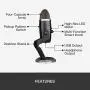 Blue Yeti X Professional Condenser USB Microphone with High-Res Metering, LED Lighting & Blue Voice Effects for Gaming, Streaming & Podcasting On PC & Mac