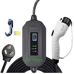 PRIMECOM Level 2 EV Charger 220/240V, 16A, 30ft & 50ft, Portable EVSE Electric Vehicle Charging Cable Compatible with Bolt Volt Leaf BMW i3 Fiat 500e Clarity NIRO Prius (30 Feet, 10-30P)