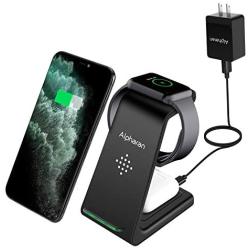 Wireless Charger,3 in 1 Wireless Charging Station,Qi Fast Charging Stand Dock for Apple Watch Series,AirPods,iPhone 12 Pro iPhone 11 Pro Max X XR XS 8 Plus with QC 3.0 Adapter by Alpharan (Black)