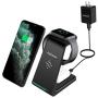 Wireless Charger,3 in 1 Wireless Charging Station,Qi Fast Charging Stand Dock for Apple Watch Series,AirPods,iPhone 12 Pro iPhone 11 Pro Max X XR XS 8 Plus with QC 3.0 Adapter by Alpharan (Black)