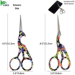BIHRTC Pack of 2 Small Embroidery Scissors 4.5 Inch Bird Scissors Scissors Sewing Scissors Stainless Steel Sharp Scissors Shears for Cross Stitching Sewing Needlework Craft Office Needpoint