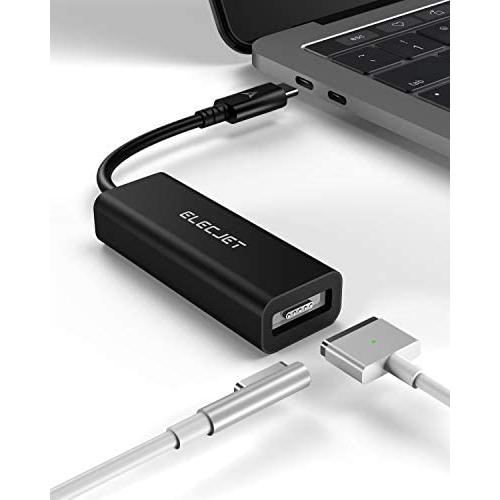 ELECJET AnyWatt USB-C MagSafe Adapter, Type-C to MagSafe 1&2 Converter, Compatible with USB C M1 MacBook Pro Air Charging (Black)