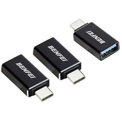 USB C to USB 3.0 Adapter, Benfei 3 Pack USB C to A Male to Female Adapter Compatible with MacBook 2018 2017 2016, Samsung Galaxy Note 8, Galaxy S8 S8+ S9, Google Pixel, Nexus, and More - Black