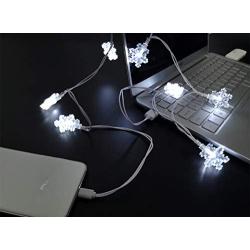 YAGE Tale Snowflake Shaped USB Charging Cable USB and Bulb Charger 50inch 8LED White Compatible with Phone 5 5s 6 6plus 6s 6s Plus 7 7plus 8 8plus X XR XS XS Max 11Pro Max etc