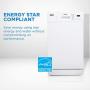 Danby 18 Inch Built in Dishwasher, 8 Place Settings, 6 Wash Cycles and 4 Temperature + Sanitize Option, Energy Star Rated with Low Water Consumption and Quiet Operation - White (DDW1804EW)