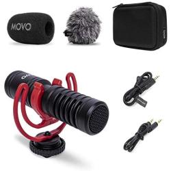 Movo VXR10-PRO External Video Microphone for Camera with Rycote Lyre Shock Mount - Compact Shotgun Mic and Accessories Compatible with Smartphones and DSLR Cameras - Battery-Free DSLR Microphone