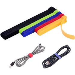 OneLeaf 60 Pcs Reusable Fastening Cable Ties with Hook and Loop, Multi-Purpose Cable Straps Wire Ties Cable Management, Adjustable Fastening Cord Ties for Computer/TV/Electronics, 3 Sizes and 5 Colors
