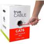 trueCABLE Cat6 Plenum (CMP), 1000ft, Red, 23AWG 4 Pair Solid Bare Copper, 550MHz, ETL Listed, Unshielded Twisted Pair (UTP), Bulk Ethernet Cable