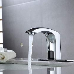 Touchless Bathroom Sink Faucet Automatic Sensor, Brass, Motion Hands Free Bathroom Fixture Vanity Water Tap, with Temperature Control Mixer,3/8'' 1/2'' Adapter, 3 Hoses, Fashion, Chrome Plating