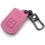 ROMASO Car Key Fob Cover fit for Toyota,Car Key Case Suit for Toyota Land Cruiser Tacoma Prius 3 Buttons,Leather Key Fob Shell,Pink