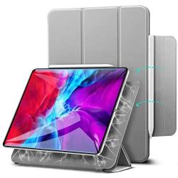 ESR Rebound Magnetic Smart Case for iPad Pro 12.9'' 2020 & 2018, Convenient Magnetic Attachment [Supports Pencil Pairing & Charging] Smart Case Cover, Auto Sleep/Wake Trifold Stand Case - Gray