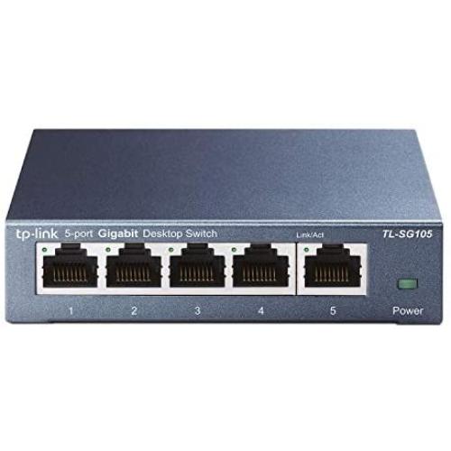 TP-Link TL-SG105 | 5 Port Gigabit Unmanaged Ethernet Network Switch, Ethernet Splitter | Plug & Play | Fanless Metal Design | Shielded Ports | Traffic Optimization | Limited Lifetime Protection