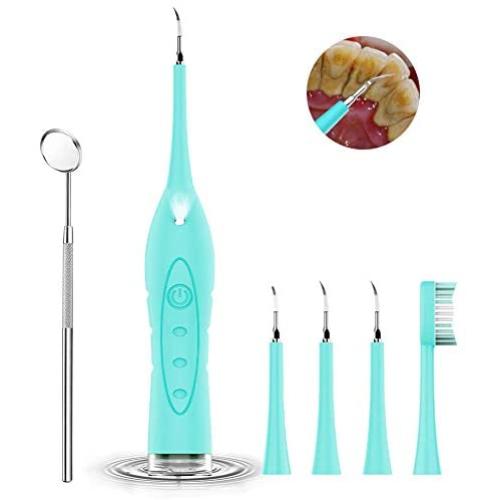 Dental Scaler Tooth Calculus Remover Electric Sonic Tooth Stains Tartar Tool, 3 Adjustable Modes, USB Charging, for Teeth Whitening Oral Hygiene,Green