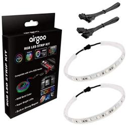 PC RGB LED Strip Light, White Silicone Housing Magnetic PC Case Lighting, 2PCS Strips 42LEDs for 12V 4-Pin RGB LED Header, for ASUS Aura RGB, MSI Mystic Light, ASROCK Aura RGB, Gigabyte RGB Funsion
