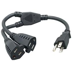 Cablelera Power Cord Extension and Splitter, NEMA 5-15P to NEMA 5-15R x 2, 16 AWG, 13A, 125V (ZWACPQAG-14)