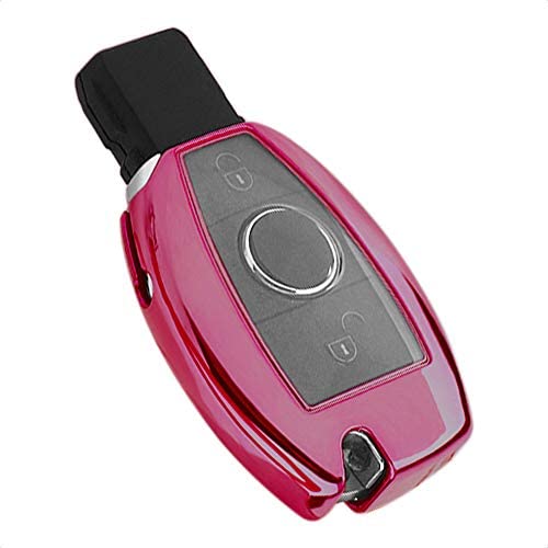 TANGSEN Smart Key Fob Case Pink TPU Protective Cover for Mercedes Benz A B C CLA CLS E G GL GLA GLC GLE GLK GLS GT M R S SL SLC SLK SLS Class AMG Viano 2 3 Button Keyless Entry Remote Accessories