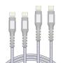 iPhone Charger Cable MFi Certified AHGEIIY,5Pack[3.3/6.6/0.5FT] Nylon Braided Fast Charging Cable for iPhone SE 2,11 Pro,Xs, Max, XR, X,8 Plus,7 Plus,6 Plus,6S Plus,iPad and More-Silver