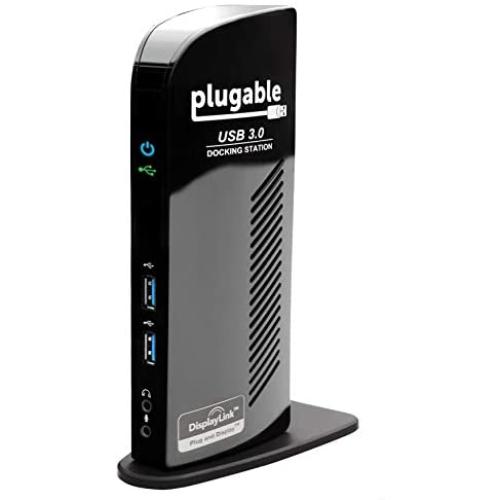 Plugable USB 3.0 Universal Laptop Docking Station Dual Monitor for Windows and Mac (Dual Video: HDMI and DVI/VGA/HDMI, Gigabit Ethernet, Audio, 6 USB Ports)