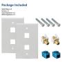 Ethernet Coax Wall Plates, 2 Pack Cat6 RJ45 Coax Wall Plate 1 Ethernet Port and 1 Gold-Plated TV Coax F Type Port RFAdapter for Satellite and TV, White
