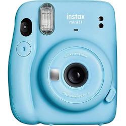 Fujifilm Instax Mini 11 Instant Camera - Sky Blue (16654762) + Fujifilm Instax Mini Twin Pack Instant Film (16437396) + Single Pack Rainbow Film + Case + Travel Stickers