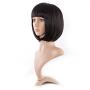 MapofBeauty 12 Inch/30cm Fashion Lady Short Straight Flat Bangs Bob Wig (Black)