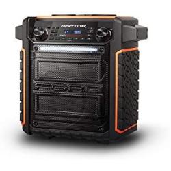 ION Audio Raptor | Ultra-Portable 100-Watt Wireless Water-Resistant Speaker with 75-Hour Rechargeable Battery, Bluetooth Streaming, AM/FM Radio and Multi-Color Light Bar