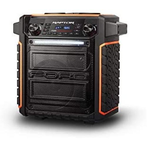 ION Audio Raptor | Ultra-Portable 100-Watt Wireless Water-Resistant Speaker with 75-Hour Rechargeable Battery, Bluetooth Streaming, AM/FM Radio and Multi-Color Light Bar