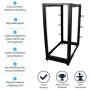 StarTech.com 25U Open Frame Server Rack - 4 Post Adjustable Depth (22'' to 40'') Network Equipment Rack w/ Casters/ Levelers/ Cable Management (4POSTRACK25U), Black