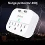 3 Outlet Surge Protector, Multi Plug Outlet Extender with 2 USB Wall Charger (Smart 2.4 A), Outlet Wall Adapter Power Strip for Travel Home, School, Office - 490Joules White