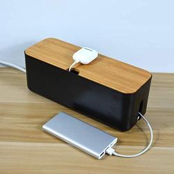 Changsuo Cable Management Box Small Black Cable Organizer Box for Extension Cord Power Stripe Surge Protector Wire Management Concealer Organizer Cover Hider for Desktop Home Office Kitchen (Black)