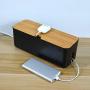 Changsuo Cable Management Box Small Black Cable Organizer Box for Extension Cord Power Stripe Surge Protector Wire Management Concealer Organizer Cover Hider for Desktop Home Office Kitchen (Black)