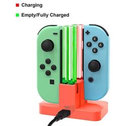 Charging Dock for Nintendo Switch Joy-Con,Charging Station for Nintendo Switch with a USB Type-C Charging Cord- Red