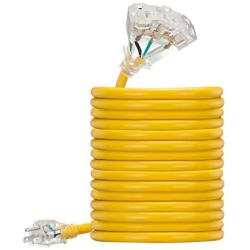 15 ft 12 Gauge UL Listed Heavy Duty Indoor Outdoor SJTW Lighted Triple Outlet Extension Cord by Antkeet, Yellow 15 foot 12 AWG Copper Lighted Multi Outlet Grounded 12/3 Extension Cord