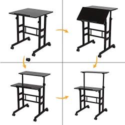 sogesfurniture Height Adjustable Stand up Desk Computer Stand Desk Home Office Desk with Standing and Seating,Black BHUS-101-BK