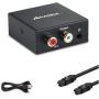 Audio Converter, AMANKA Digital to Analog Audio Decoder with Digital Optical Toslink and Coaxial Inputs to Analog RCA and AUX 3.5mm (Headphone) Outputs Fiber Cable Included