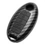 TANGSEN Key Fob Case Grey Carbon Fiber Pattern ABS Black Silicone Cover for INFINITI JX35 Q50 Q60 QX56 QX60 QX80 for NISSAN ALTIMA ARMADA MAXIMA MURANO PATHFINDER ROGUE 5 Button Keyless Entry Remote