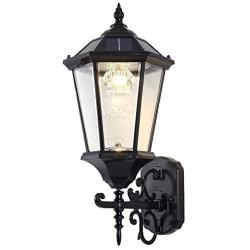 Solar Wall Lantern Outdoor Lamp, Waterproof Dusk to Dawn Soalr Wall Light, LED Wall Mount Light Fixture, 21” Large, Aluminum Housing Plus Glass(Cool + Warm White)