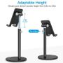 Cell Phone Stand, OMOTON Angle Height Adjustable Phone Stand, Aluminum Desktop Phone Holder Dock Stand for Desk, Compatible with iPhone 11/Xr/Xs Max, All Smartphones and All Tablets(4-11), Black