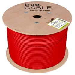 trueCABLE Cat6A Shielded Plenum (CMP), 1000ft, Red, 23AWG Solid Bare Copper, 750MHz, ETL Listed, Overall Foil Shield (FTP), Bulk Ethernet Cable