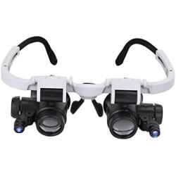 Head Mount 2 LED Lights Magnifying Glass,Hands Free Bracket Magnifier 8X 15X 23X, Dual-Lens Eye Loupe Magnifier for Electronics Jeweler Watch Repair