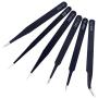 Precision Tweezer Set, 6 PCS Tweezers Kit with ESD Anti-static Stainless Steel, Curved Tweezers Set for Electronics, Craft, Jewellery, Laboratory Work and Ingrown Hair