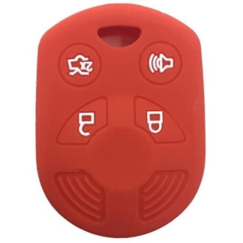 Ezzy Auto Red 4 Buttons Silicone Rubber Key Fob Case Key Cover Key Jacket Skin Protector fit for Expedition