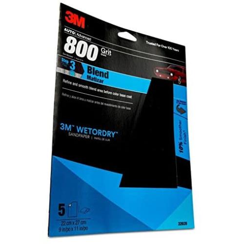 3M Wetordry Sandpaper, 32035, 800 Grit, 9 in x 11 in, 5 per pack